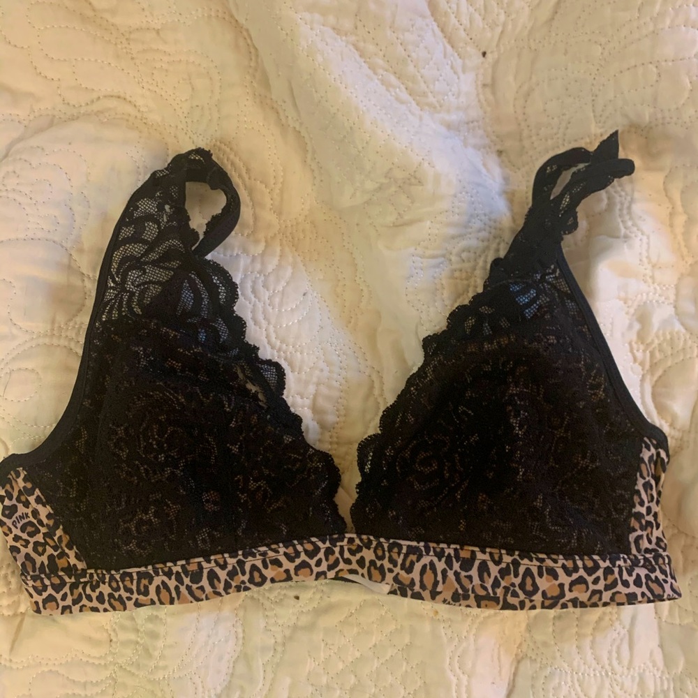 Leopard print lace bralette PINK